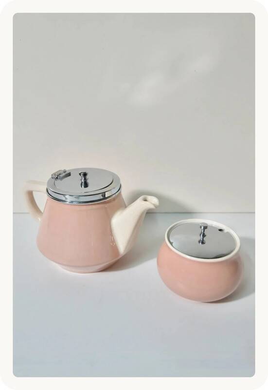 Vintage Villeroy & Boch Powder Pink Teapot and Sugar Bowl