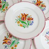 Assiettes plates vintage, Digoin Sarreguemines, modèle Lorraine