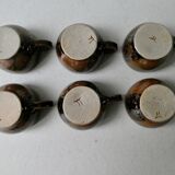 6 cups enamelled sandstone, Pierre Bernier and Isabelle Roger, 80s