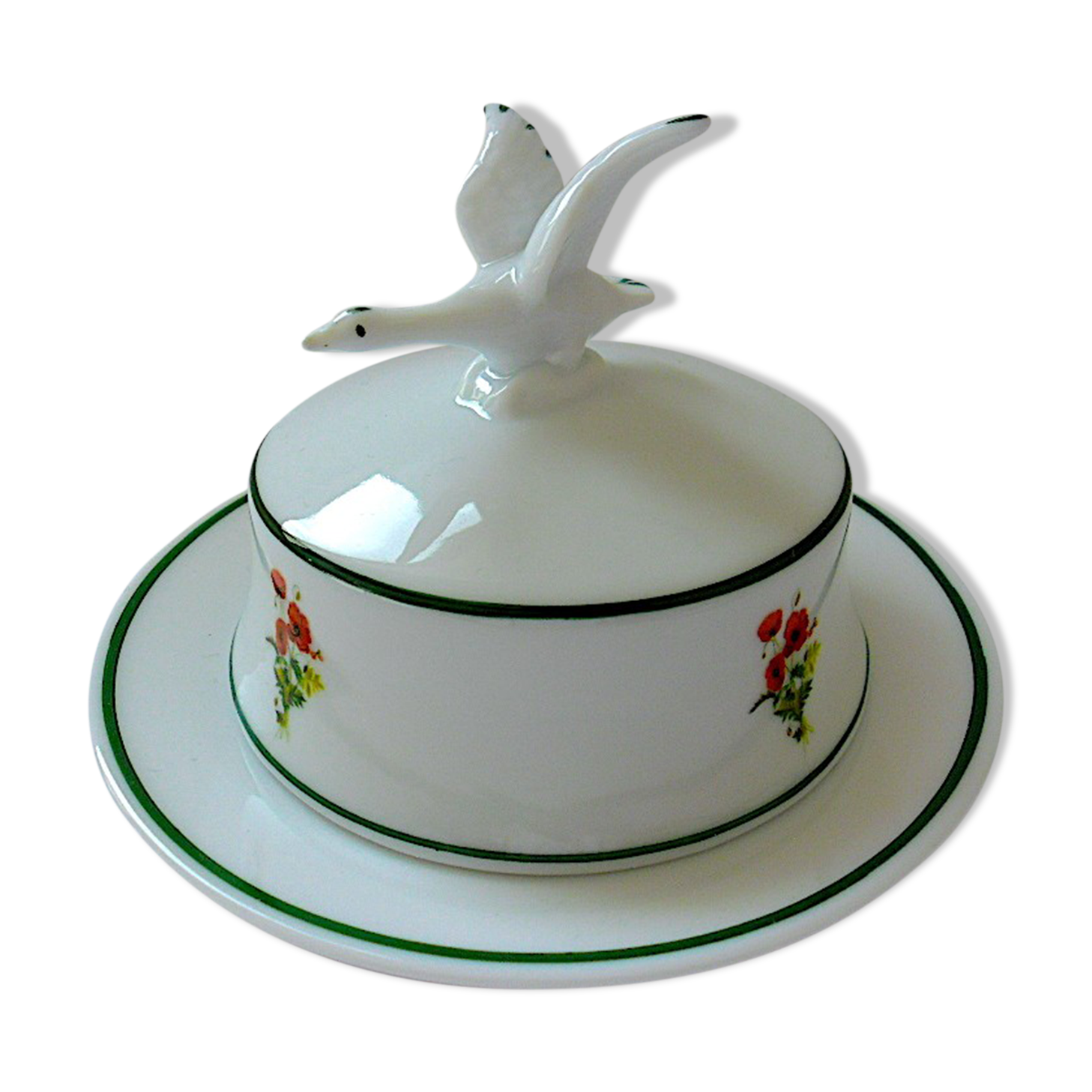 Limalonges porcelain butter decorated with bouquets of poppies