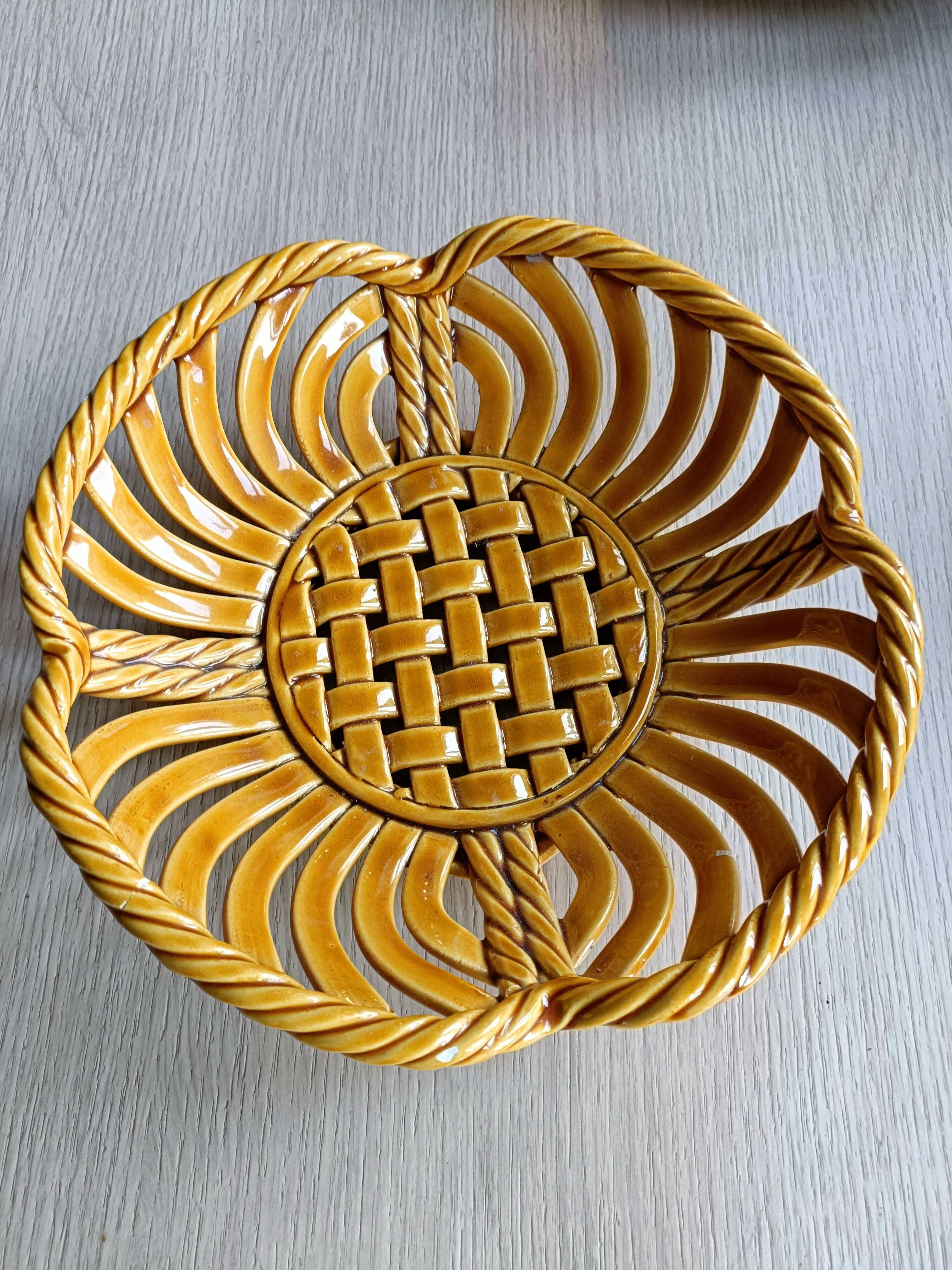 Braided earthenware basket