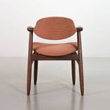 4 Wenge Cowhorn Tijsseling Dining Chairs with Stone Red Fabric, Hulmefa 60s