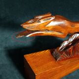 Pair of art deco wooden bookends with greyhounds