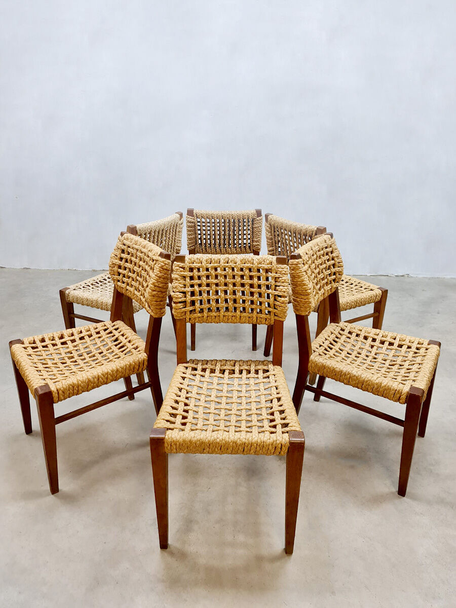 Vintage woven rope dining chairs design