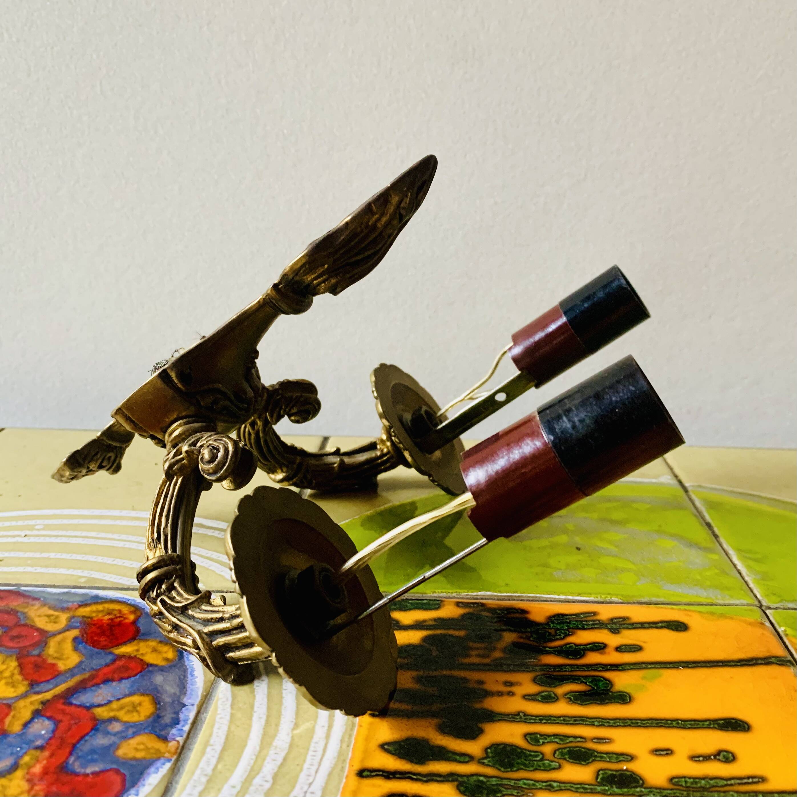 Pair of vintage brass wall sconces