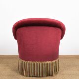 Sofa and pair of toad armchairs in red velvet.