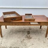Solid wood farmhouse dining table with 2 drawers early 1900