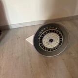Workshop suspension in the shape of a silver led bell