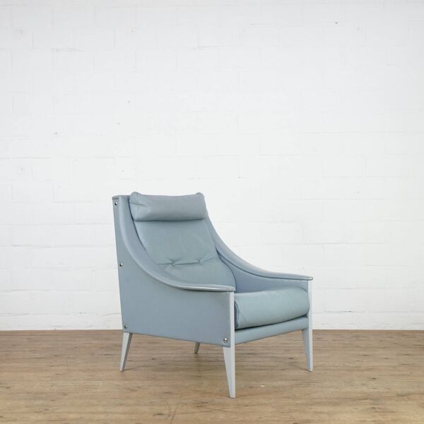 Fauteuil lounge en cuir Gio Ponti modèle Dezza pour Poltrona Frau