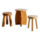 Set of Three Swedish Vintage Wooden Stools, 1970s