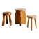 Set of Three Swedish Vintage Wooden Stools, 1970s