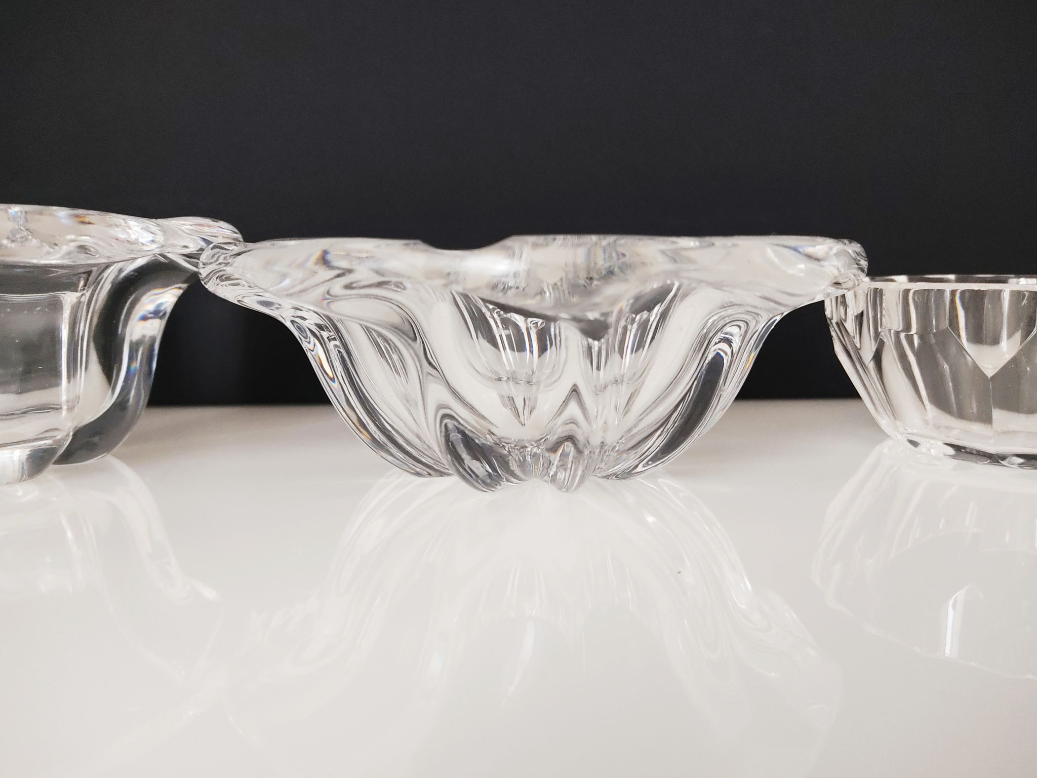 Set of 3 cups including one signed Val Saint Lambert