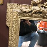 Old mirror gilded pediment 102 x 66 cm