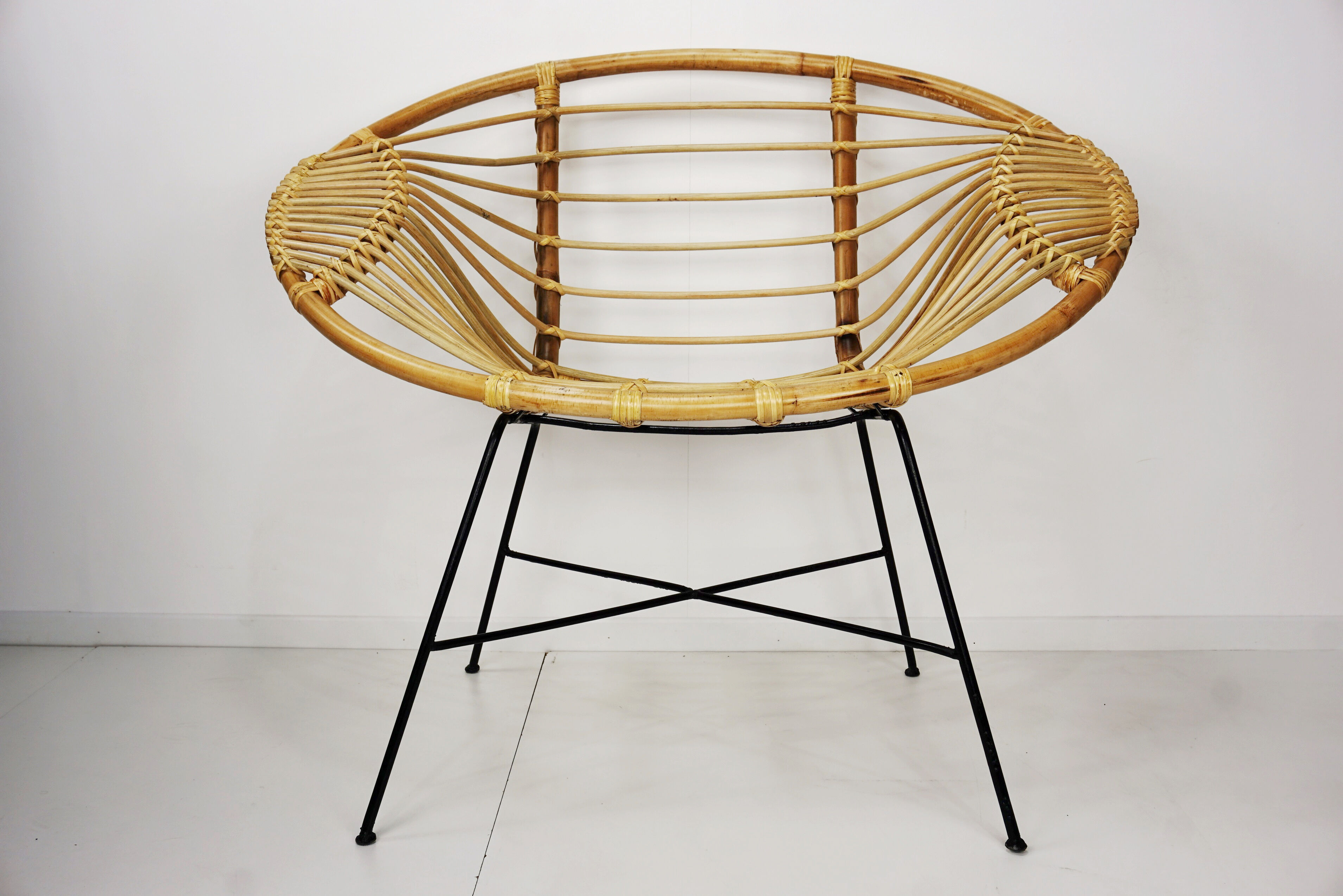Rattan and metal chair