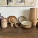 Vintage french stoneware ceramics set – mineral earth