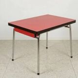 Extendable table + drawer in red Formica – Vintage