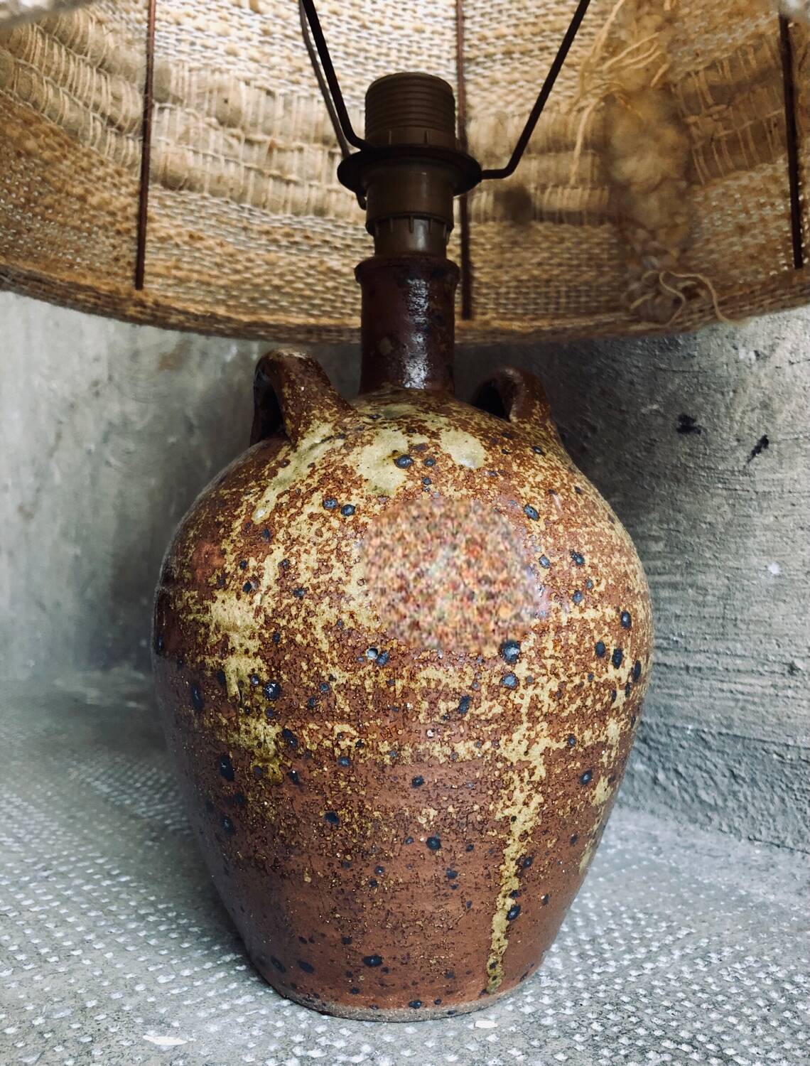 Handmade pyrite stoneware lamp, 1970