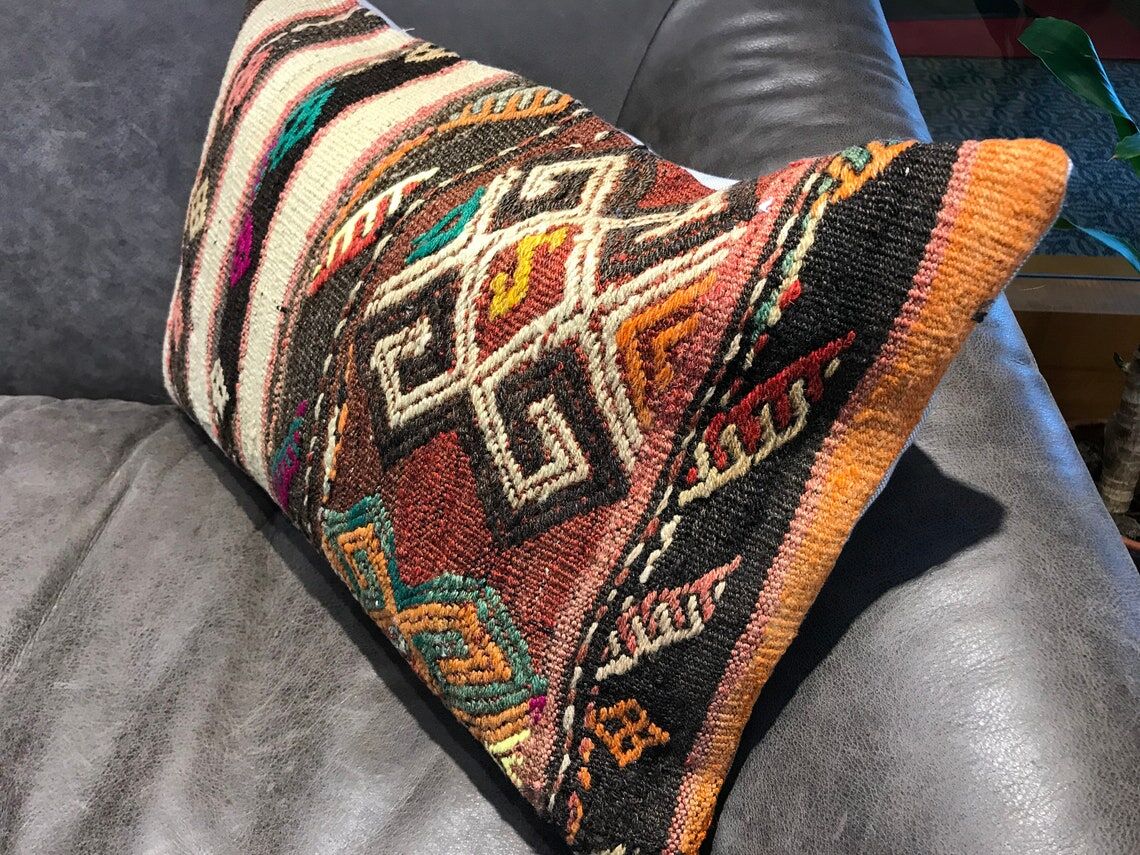 Turkish Kilim Lumbar Pillow