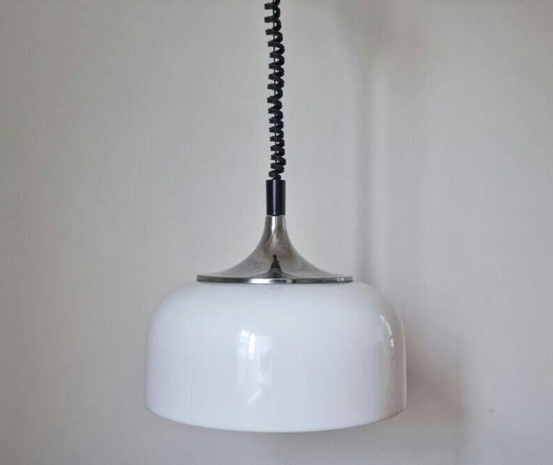 Set of Two Midcentury Design Pendants Meblo, Harvey Guzzini, Italy, 1970s