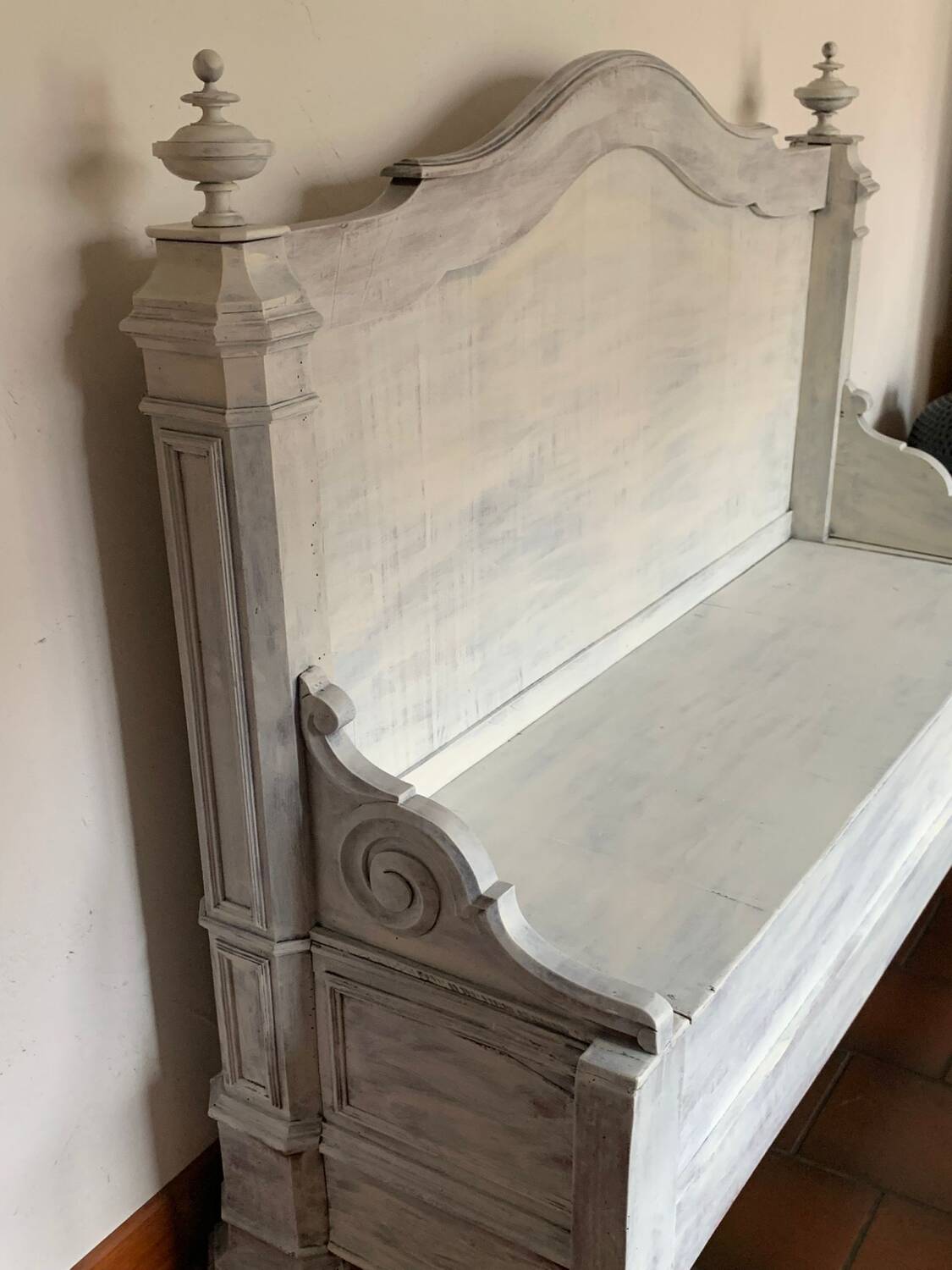 Shabby chic style church bench
