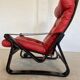 Vintage danish retro reclining lounge chair & stool in red leather by komfo