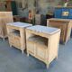 2 antique bedside tables made of solid wood and marble – sandblasted