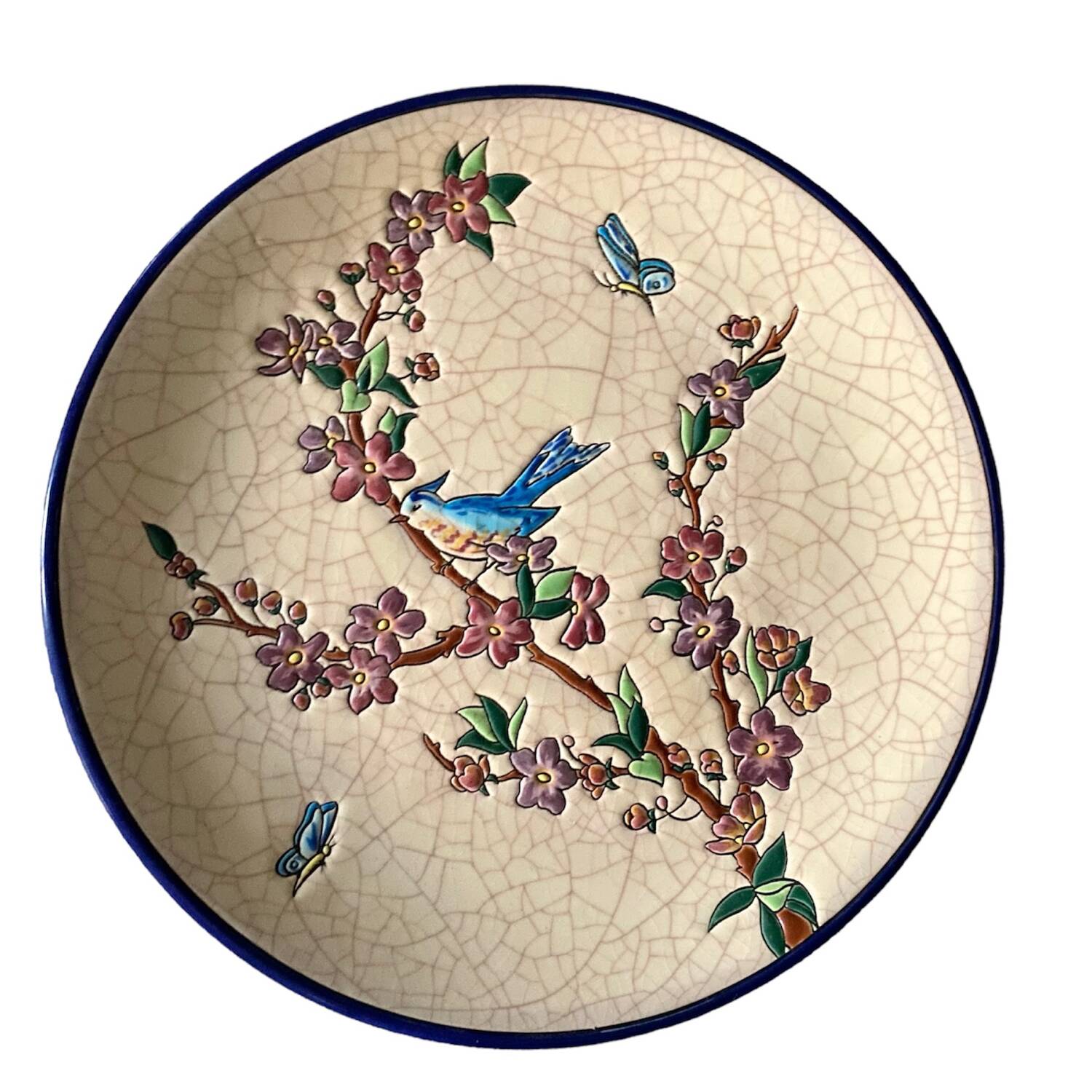 Ceramic plate with Longwy enamels