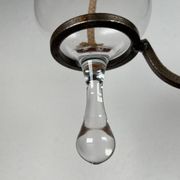 Mid-century Danish wrought iron and glass table oil lamp, 1960s.