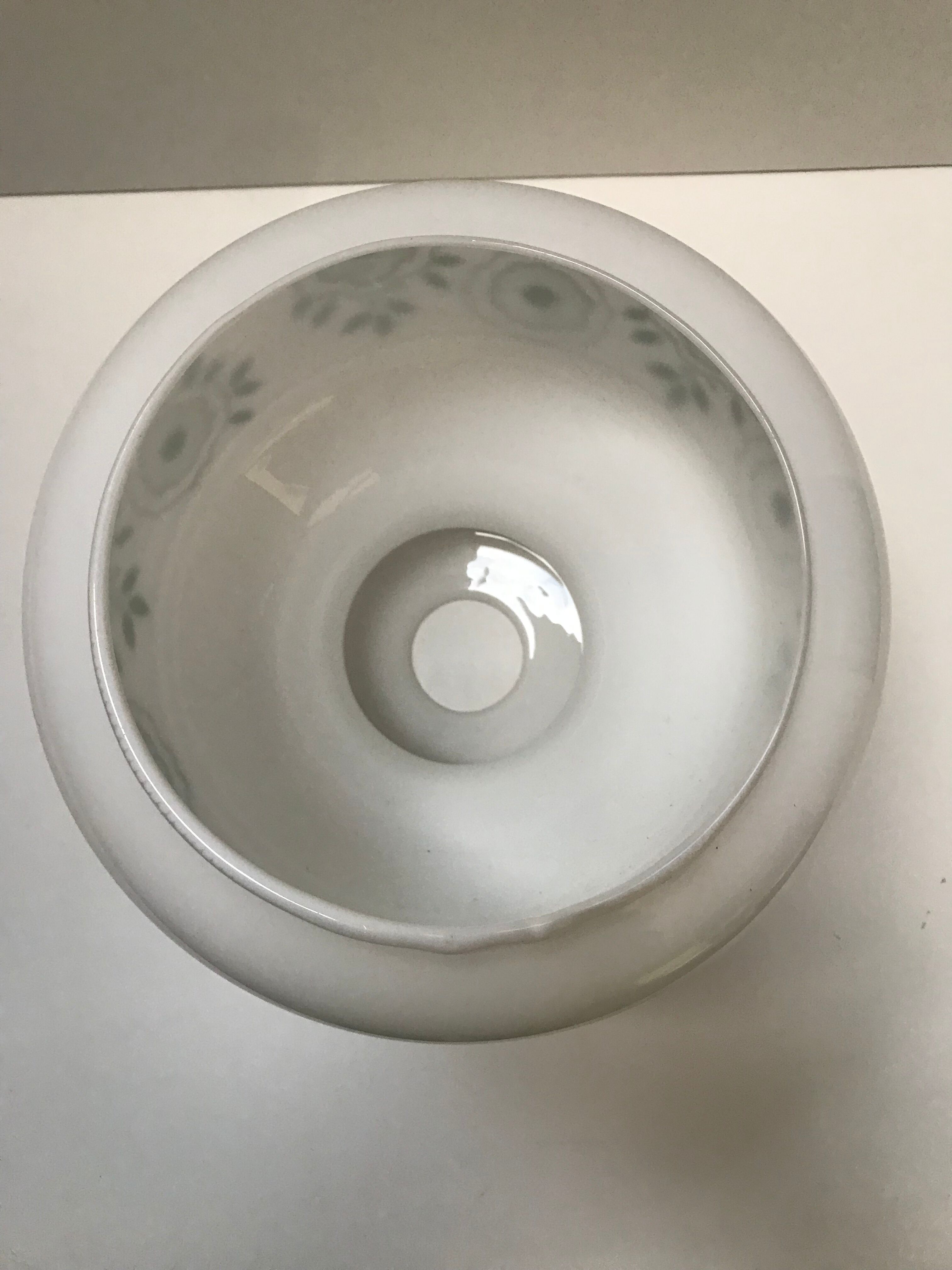 White opaline with green flower patterns