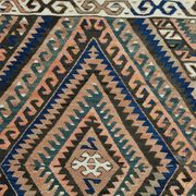 5x9 Kilim Anatolian Carpet, Handwoven Wool Rug, Blue Details Rug, 154x275Cm