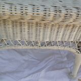 Vintage white rattan coffee table.