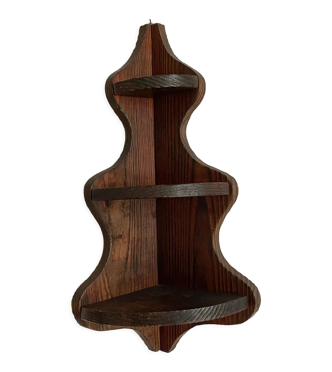 Etagère d'angle murale en bois