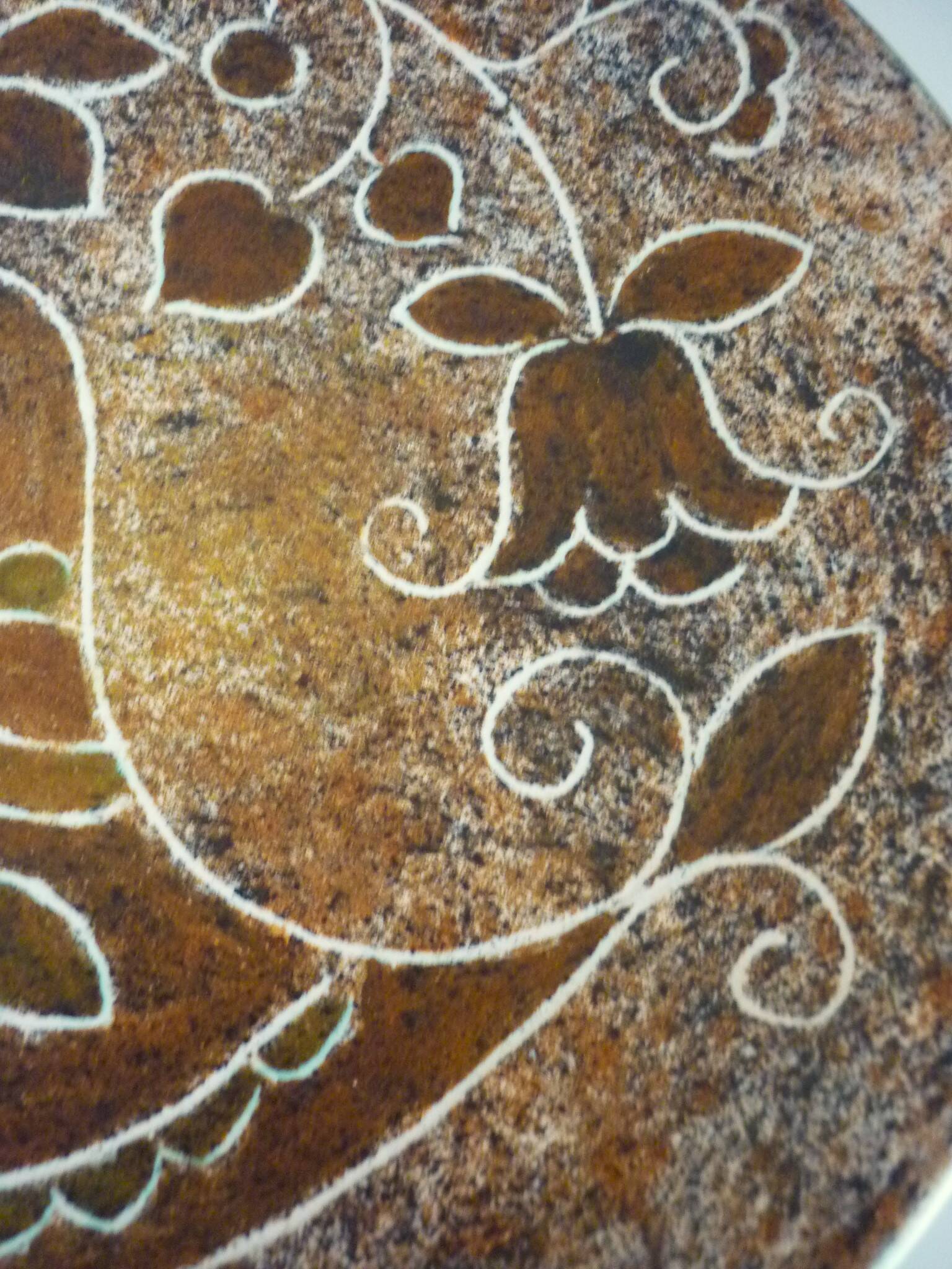 Enamelled ceramic plate, signed Bernard Buffat design from the 60s/70s