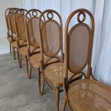 Set of 8 Vintage Bentwood Cane Dining Chair, Thonet Style, 1970s Yugoslavia