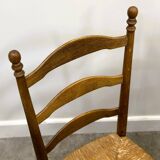 Set of 6 French Elegant Oak Farmhouse Country Dining Chairs wit Rush Seatin