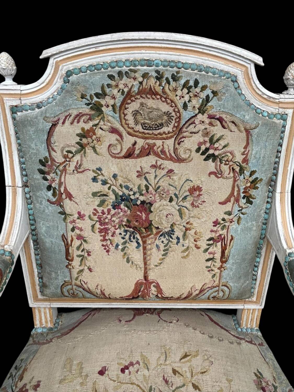 Pair of Louis XVI Cabriolet Armchairs - Lacquered and Upholstered Beech