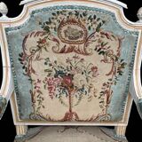 Pair of Louis XVI Cabriolet Armchairs - Lacquered and Upholstered Beech