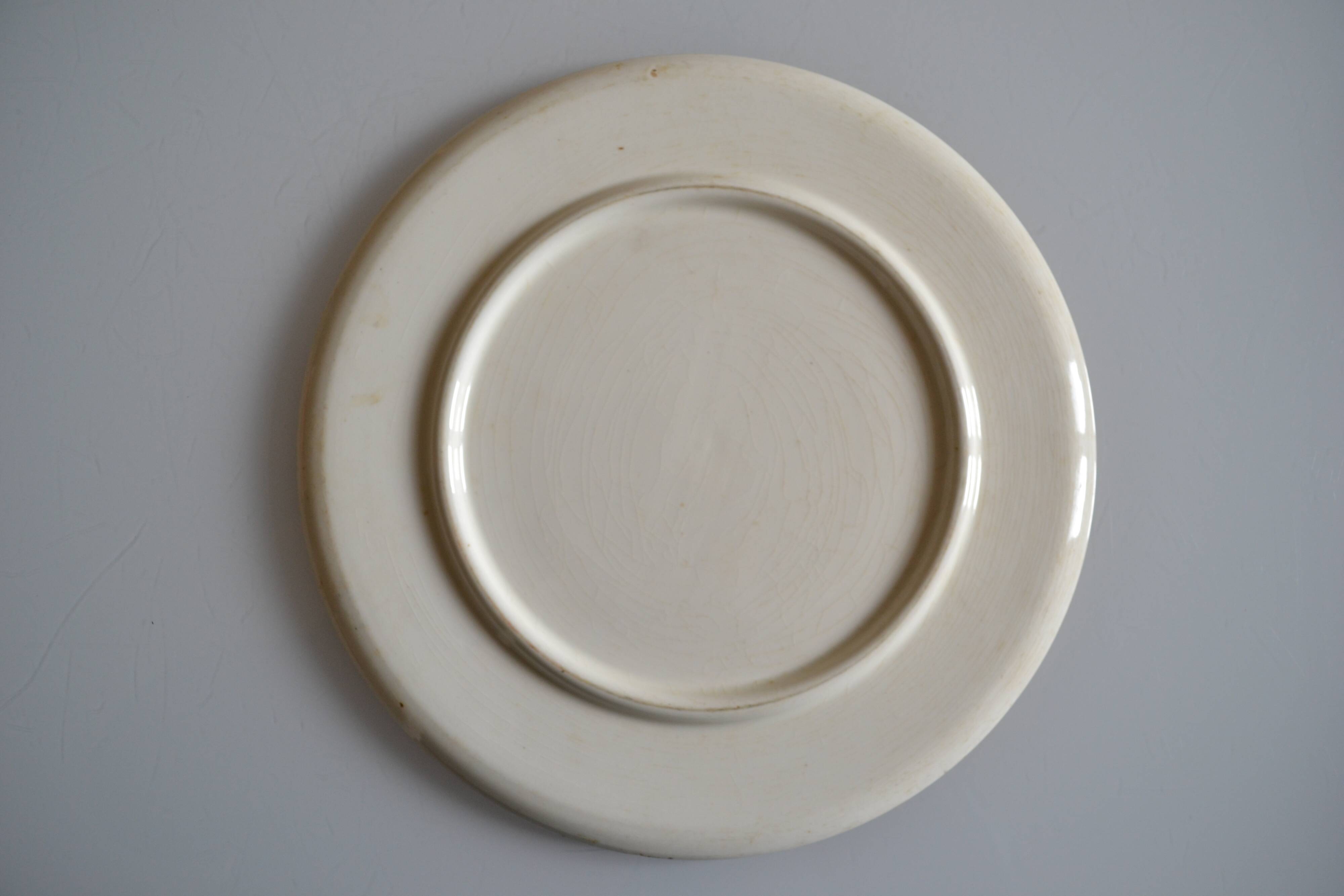 Art deco ceramic dish with geometric decor