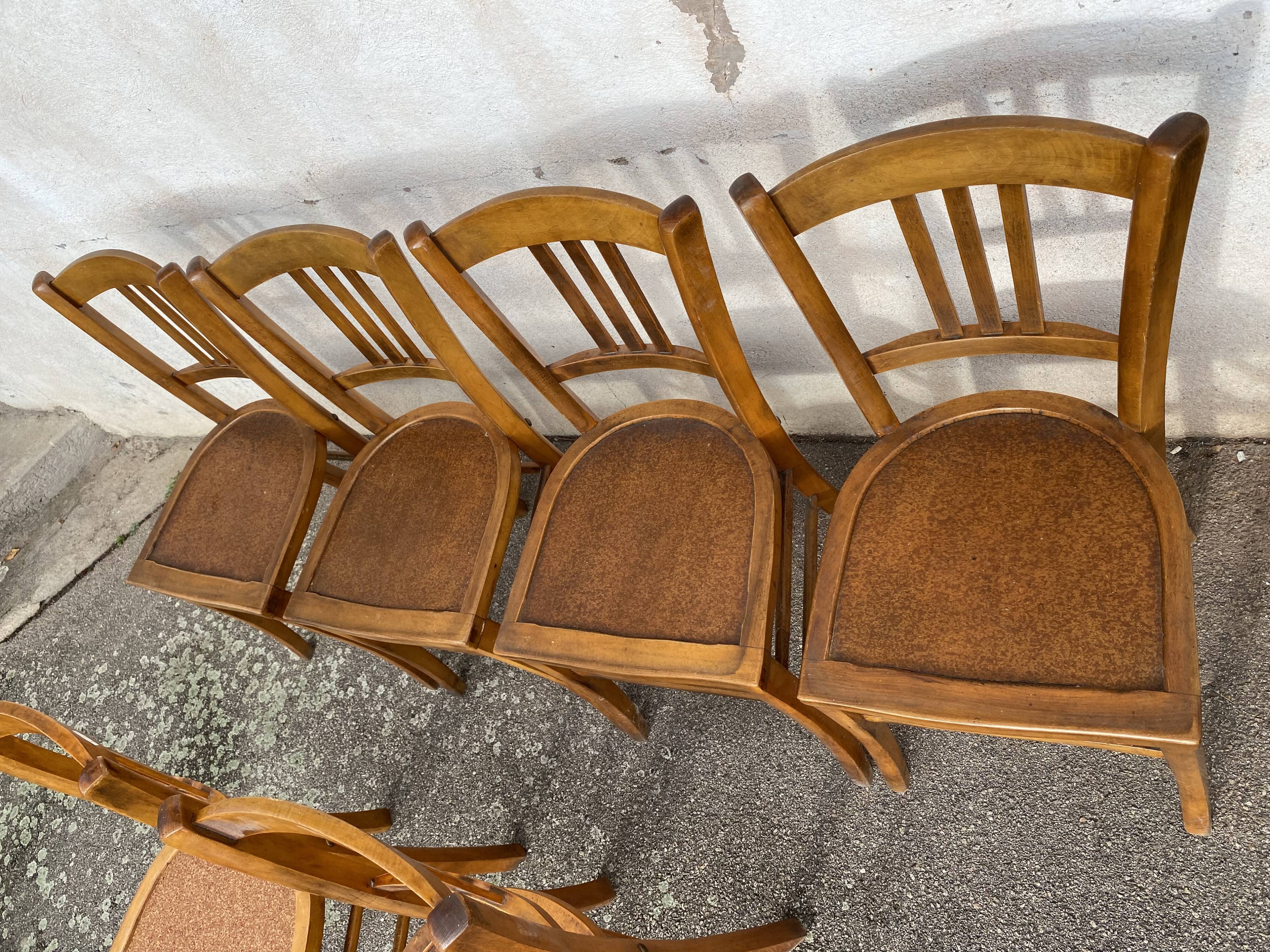 Set of 6 varnished bistro chairs