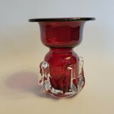 Bougeoir en verre d'art rouge