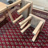 Vintage light wood nesting trio table