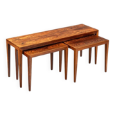 Severin Hansen large set of 3 nesting tables in rosewood Haslev Denmark 1960