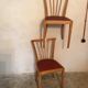 Pair of vintage bistro chairs 1960's blond wood and skaï