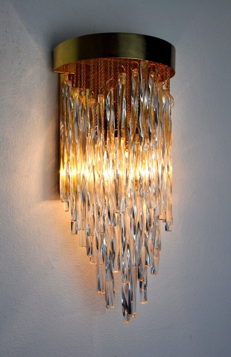 Venini Waterfall wall lamp, murano glass, Italy, 1960