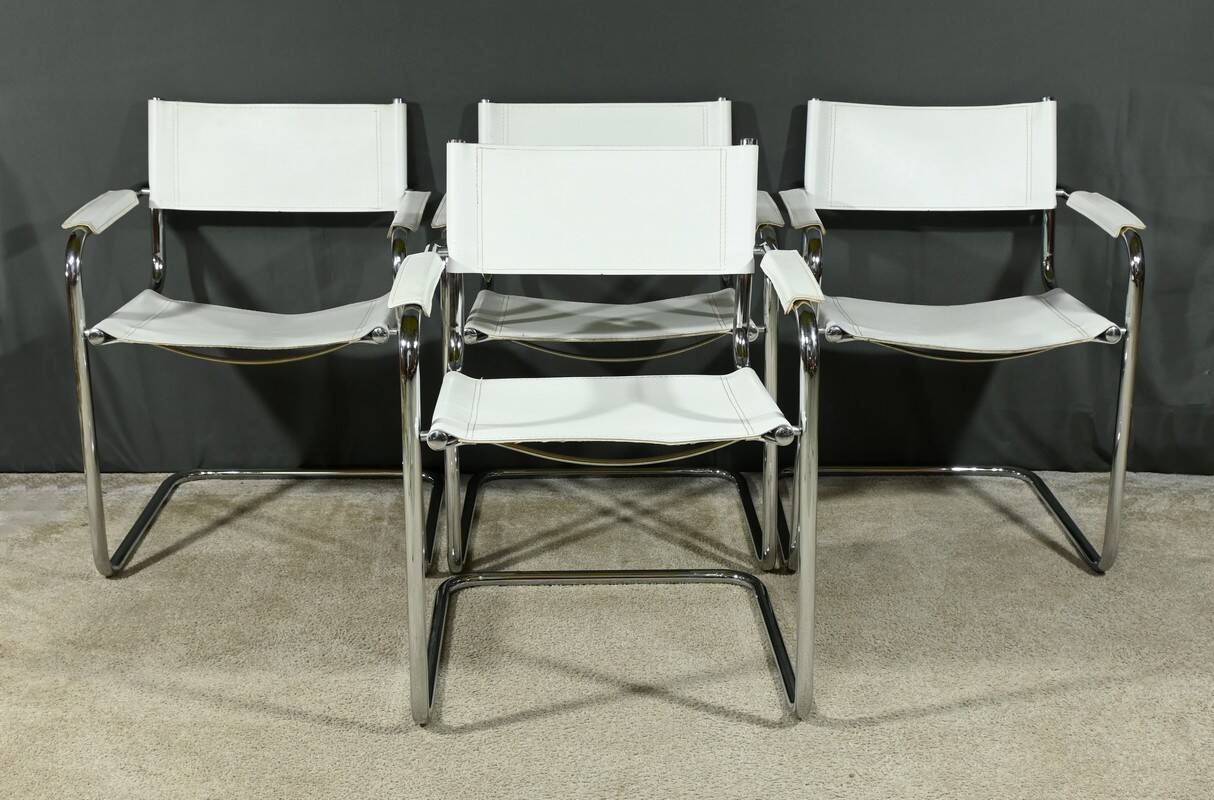 S33 armchairs in leather, attributed to M. Stam for Fasem, Italy – 1970