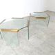 Pair of vintage brass and glass side tables,  1970s