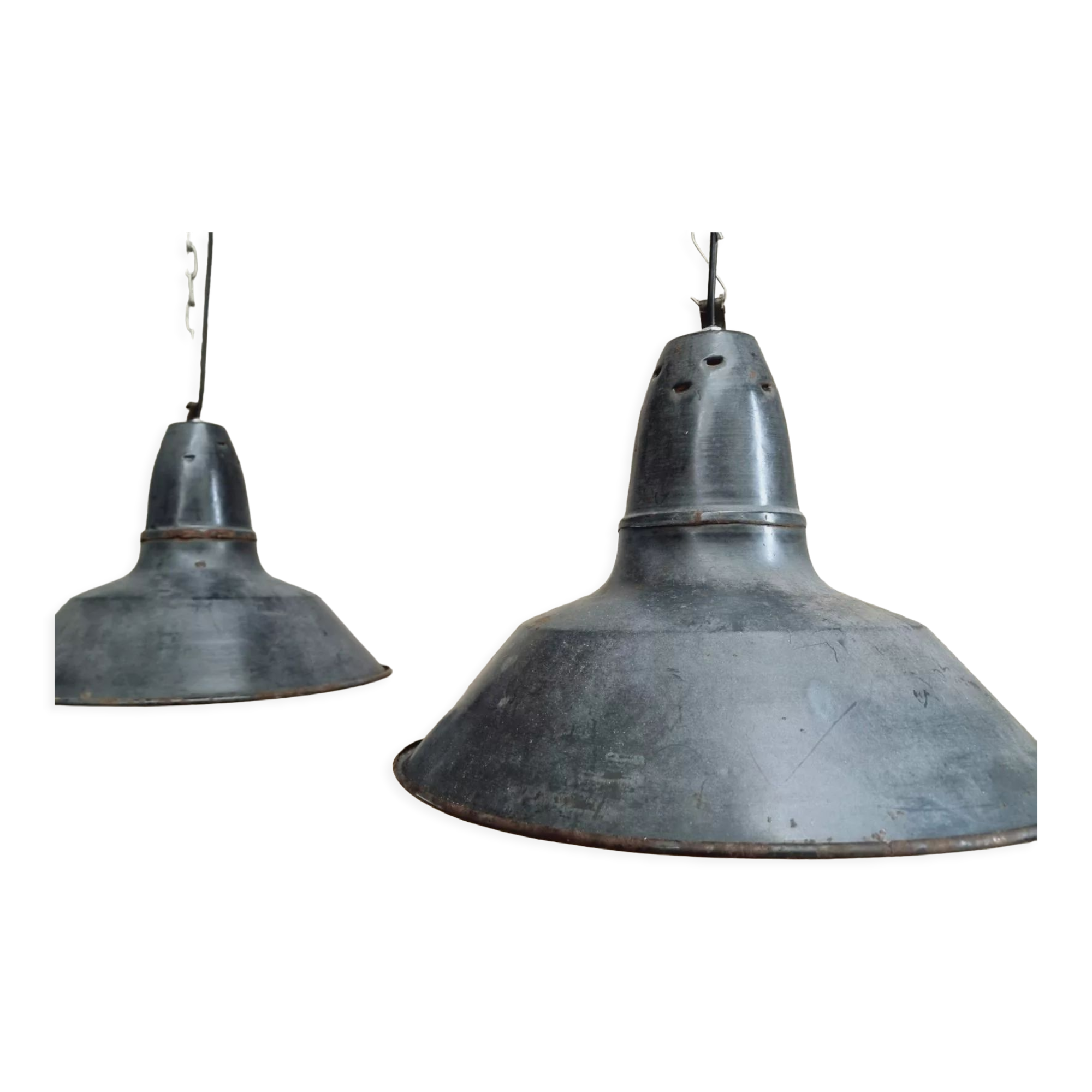 Set old enamel lamps factory lamps blue black