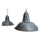 2 lampes émaillées d’usine bleu noir