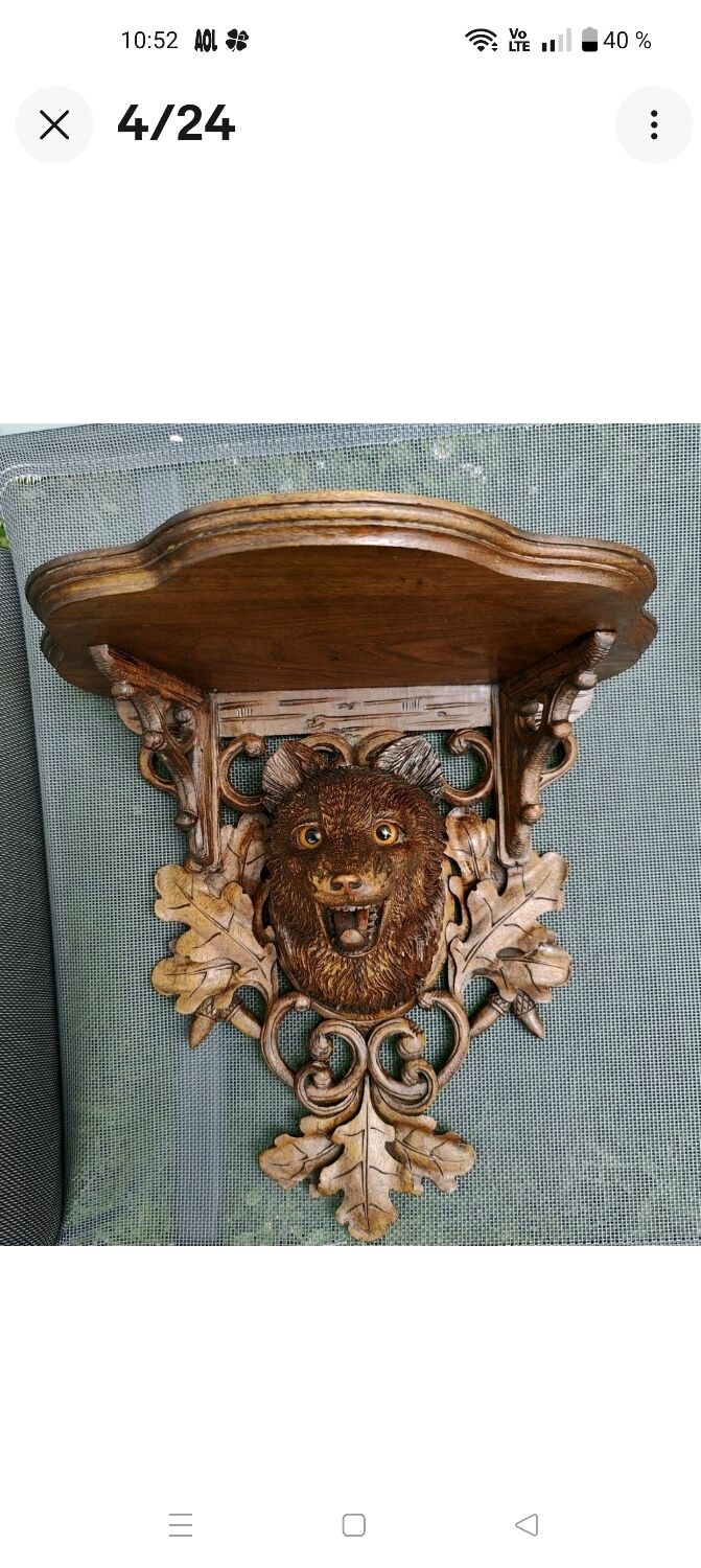 2 magnificent consoles/shelves in carved wood "FROM THE BLACK FOREST"