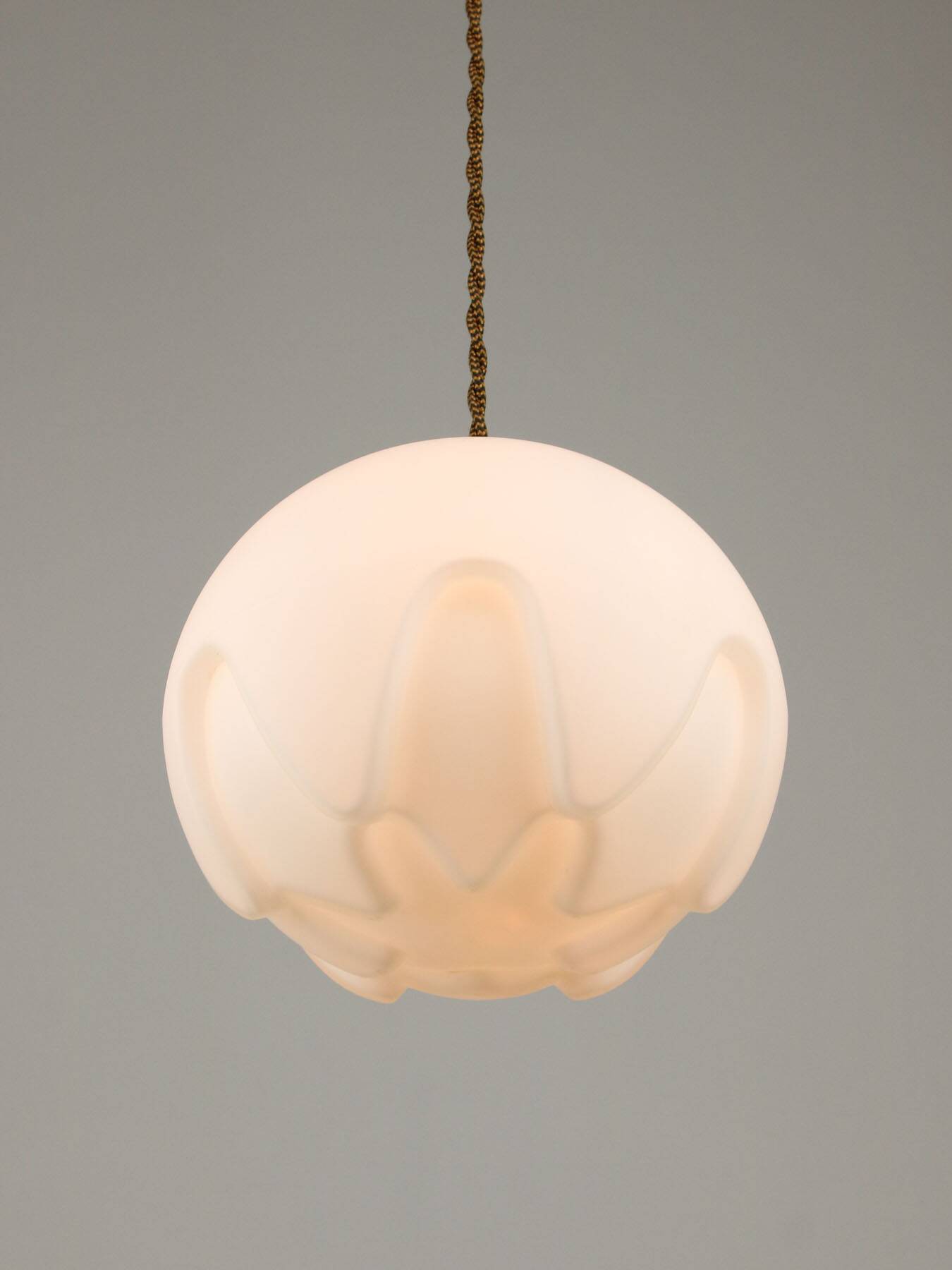Mid-Century Italian Brass & Opaline Pendant Lamp